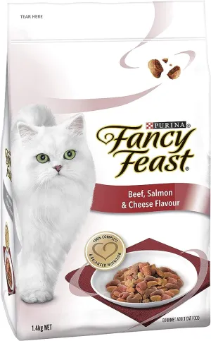 Fancy Feast Beef Salmon And Cheese Flavour Adult Dry Cat Food 1.4kg