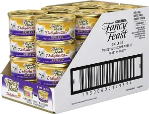 Fancy Feast Delights With Cheddar Grilled Turkey And Cheddar Cheese Feast In Gravy Wet Cat Food 85g x 24