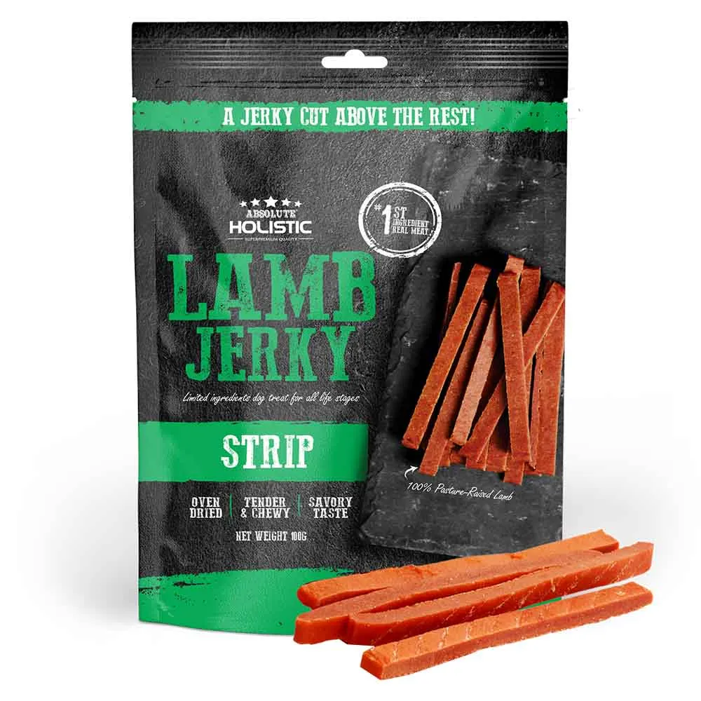 20% OFF: Absolute Holistic Lamb Loin Strip Grain Free Dog Treat 100g