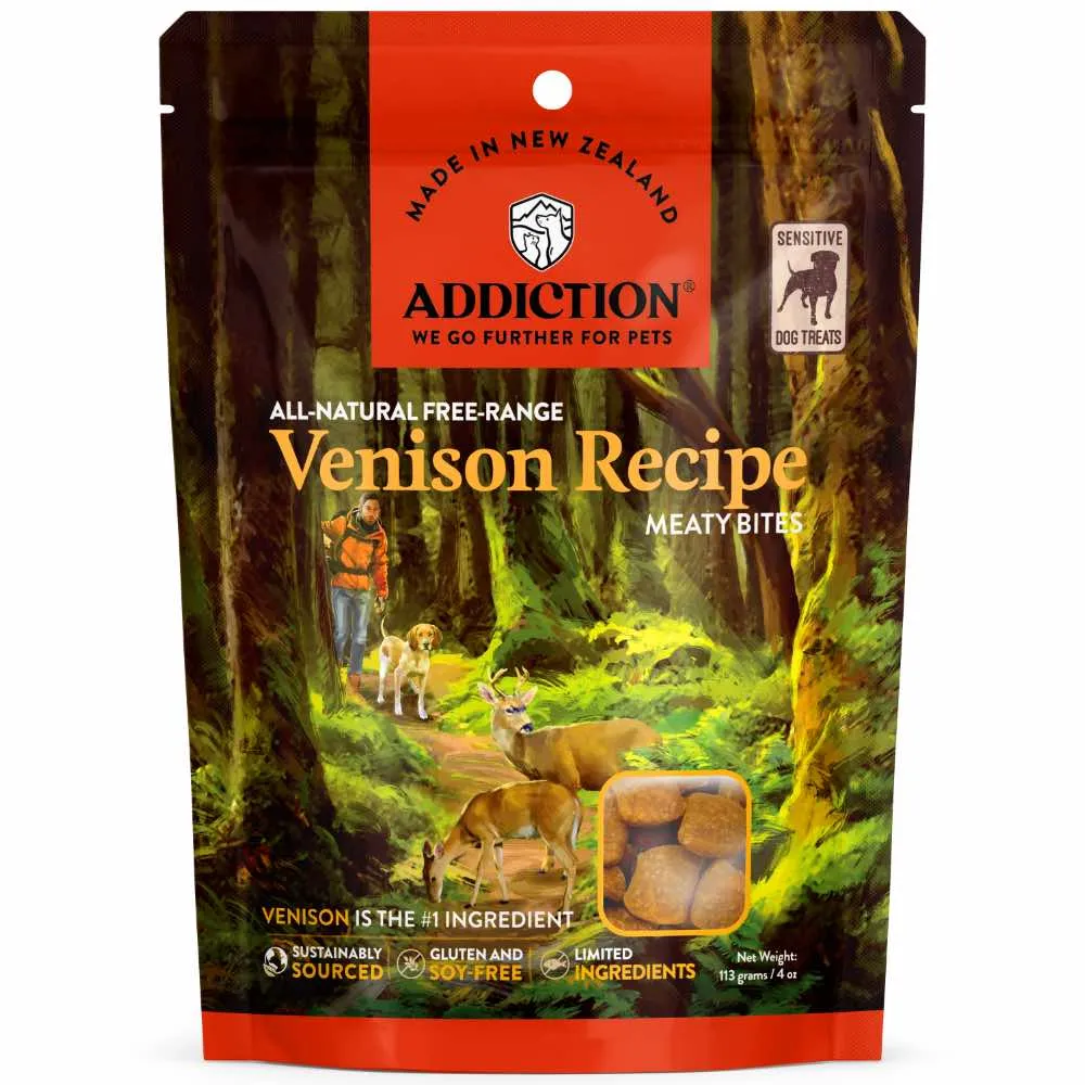 20% OFF: Addiction Meaty Bites Venison Grain Free Dog Treats 4oz