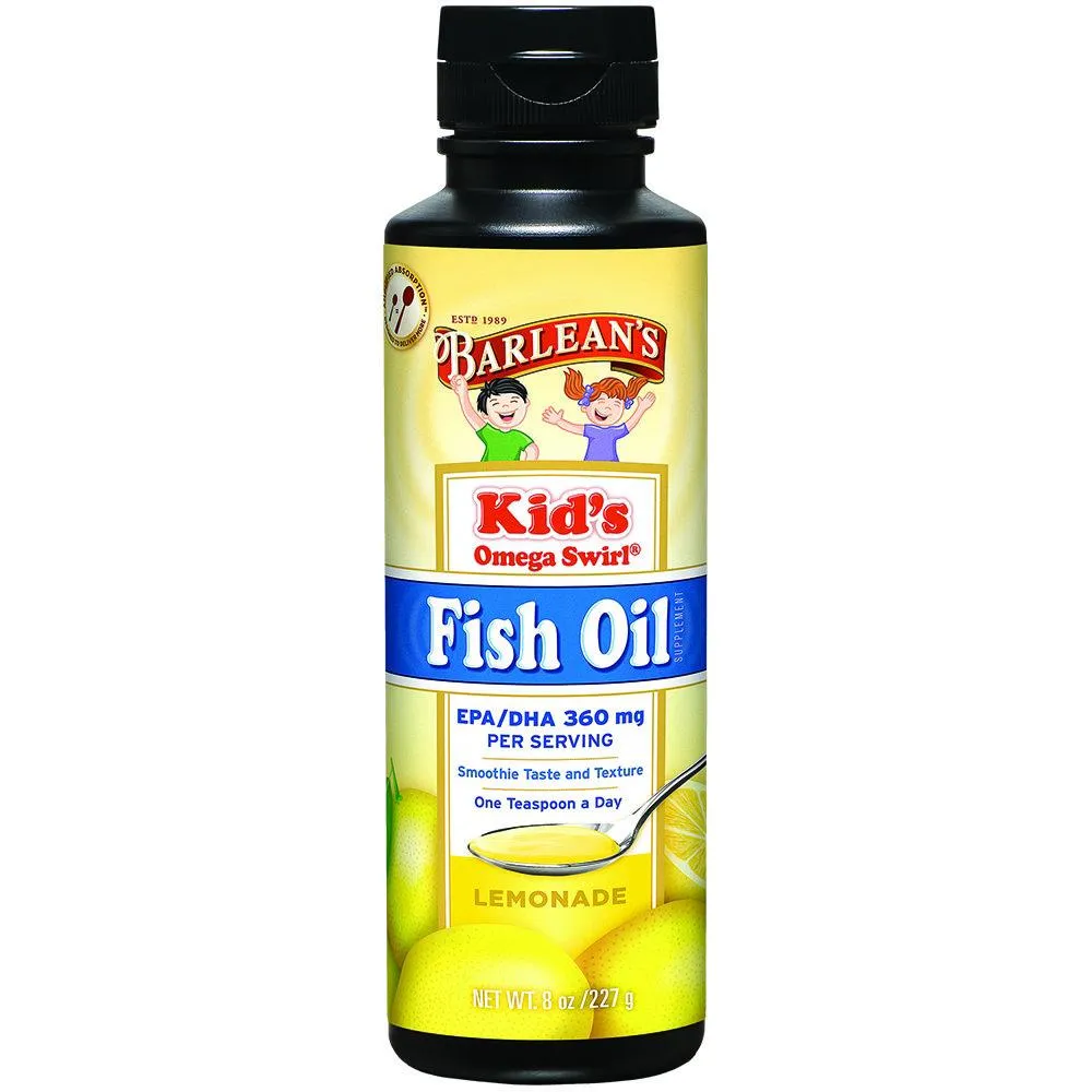 Barlean's Kid's Omega Swirl Fish Oil Lemonade 8 Fluid Ounces