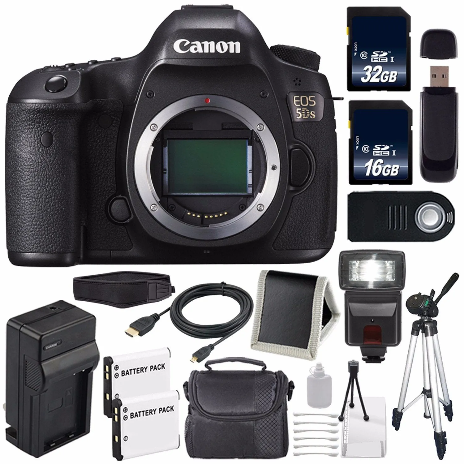 Canon EOS 5DS DSLR Camera (International Model) 0581C002   LP-E6 Battery   32GB Card   16GB Card Starter Bundle