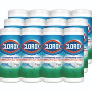 CLOROX SALES CO. CLO01593CT Disinfecting Wipes, 1-Ply, 7 x 8, Fresh Scent, White, Canister of 35, Carton 12 Canisters