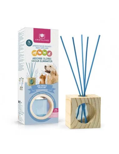 Cristalinas | Pet Odour Eliminating Wooden Cube Reed Diffuser - Fluffy Towels 30ml