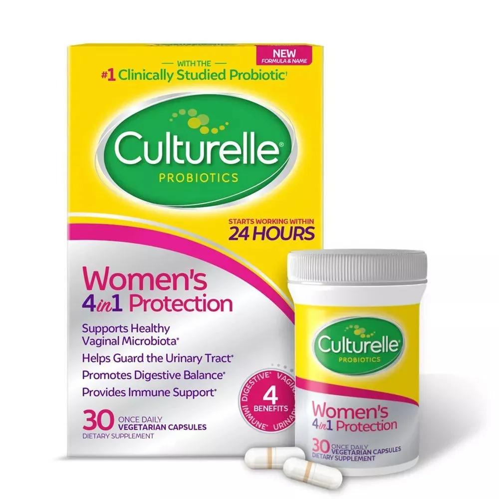 Culturelle Women's 4-in-1 Daily Probiotic Support Vaginal Digestive & Immune Health Capsules 30 Ct