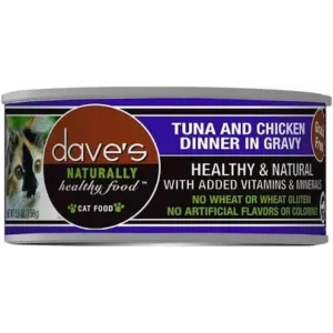 Dave's Pet Food Naturally Healthy Grain-Free Grilled Tuna & Chicken Dinner in Gravy Canned Cat Food 5.5-oz