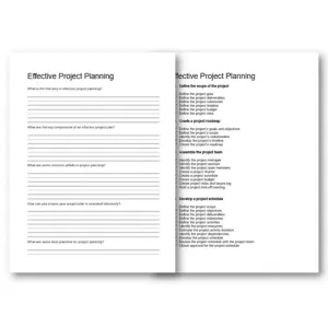 Effective Project Planning PLR Checklist & Worksheet