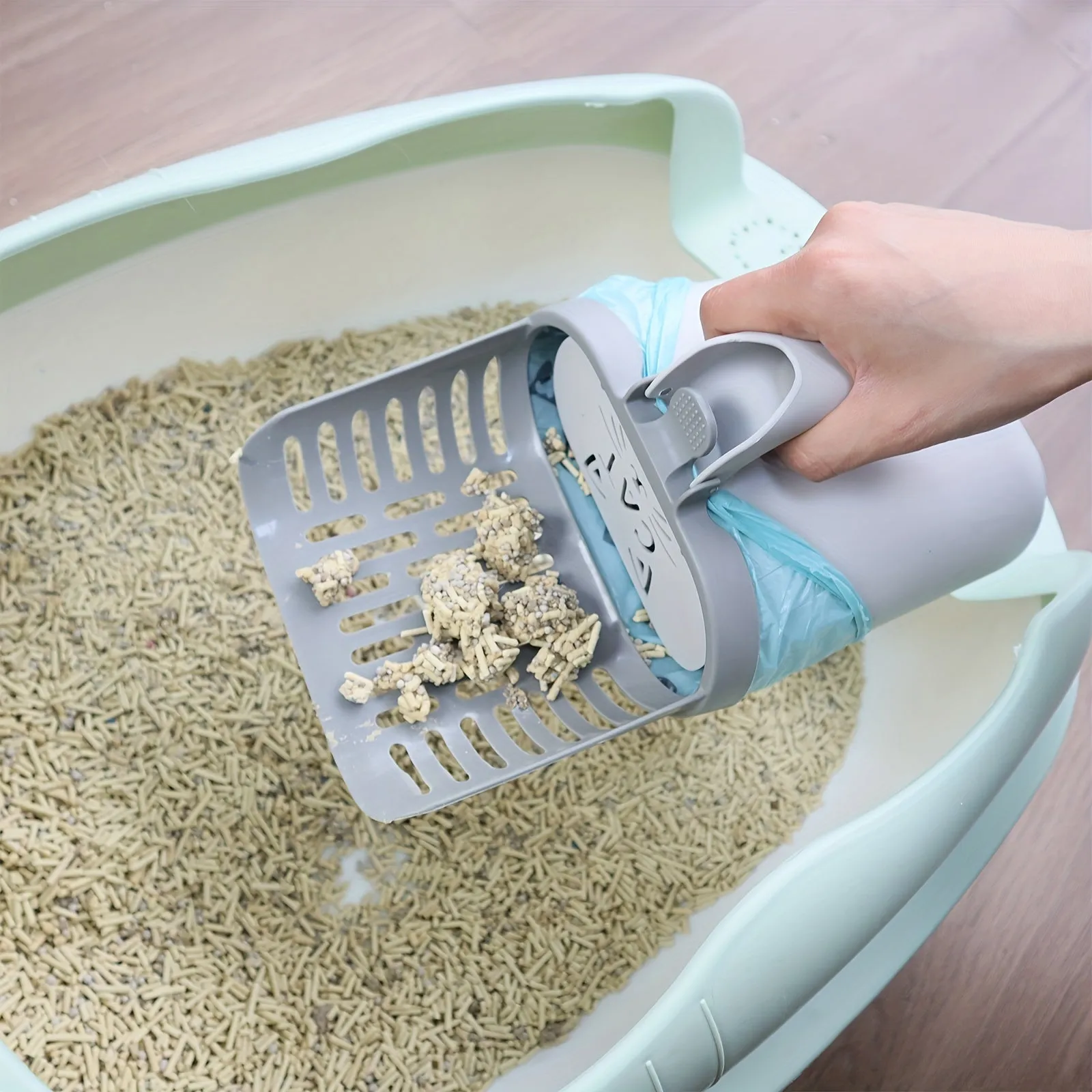 Efficient Cat Litter Scooper with Builtin Waste Container