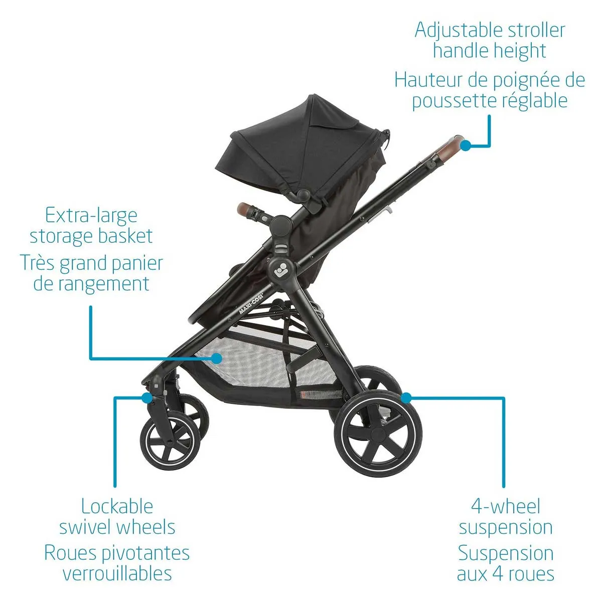 Maxi Cosi Zelia Max 5-in-1 Modular Travel System | Basalt Black (OPEN BOX)