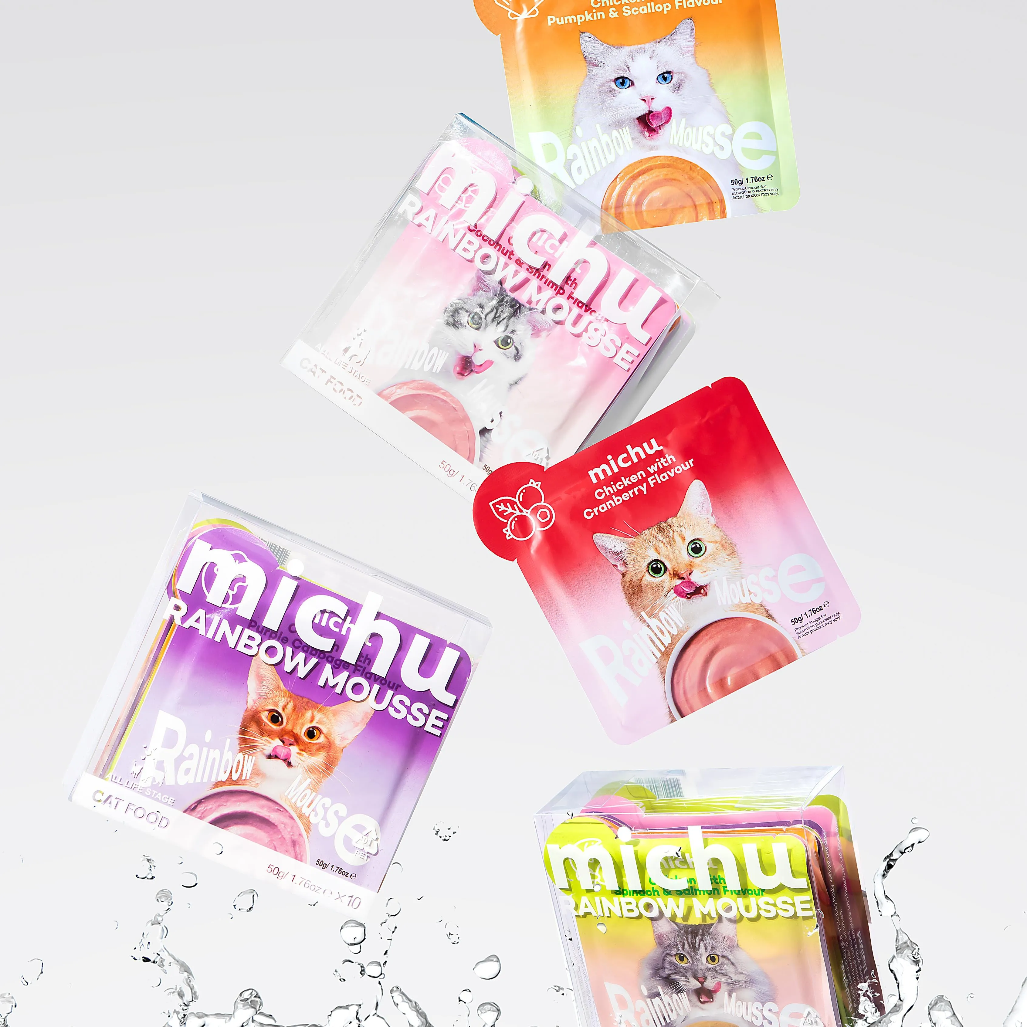 Michu Rainbow Mousse Mixed Flavour Cat Wet Food 50g x 10