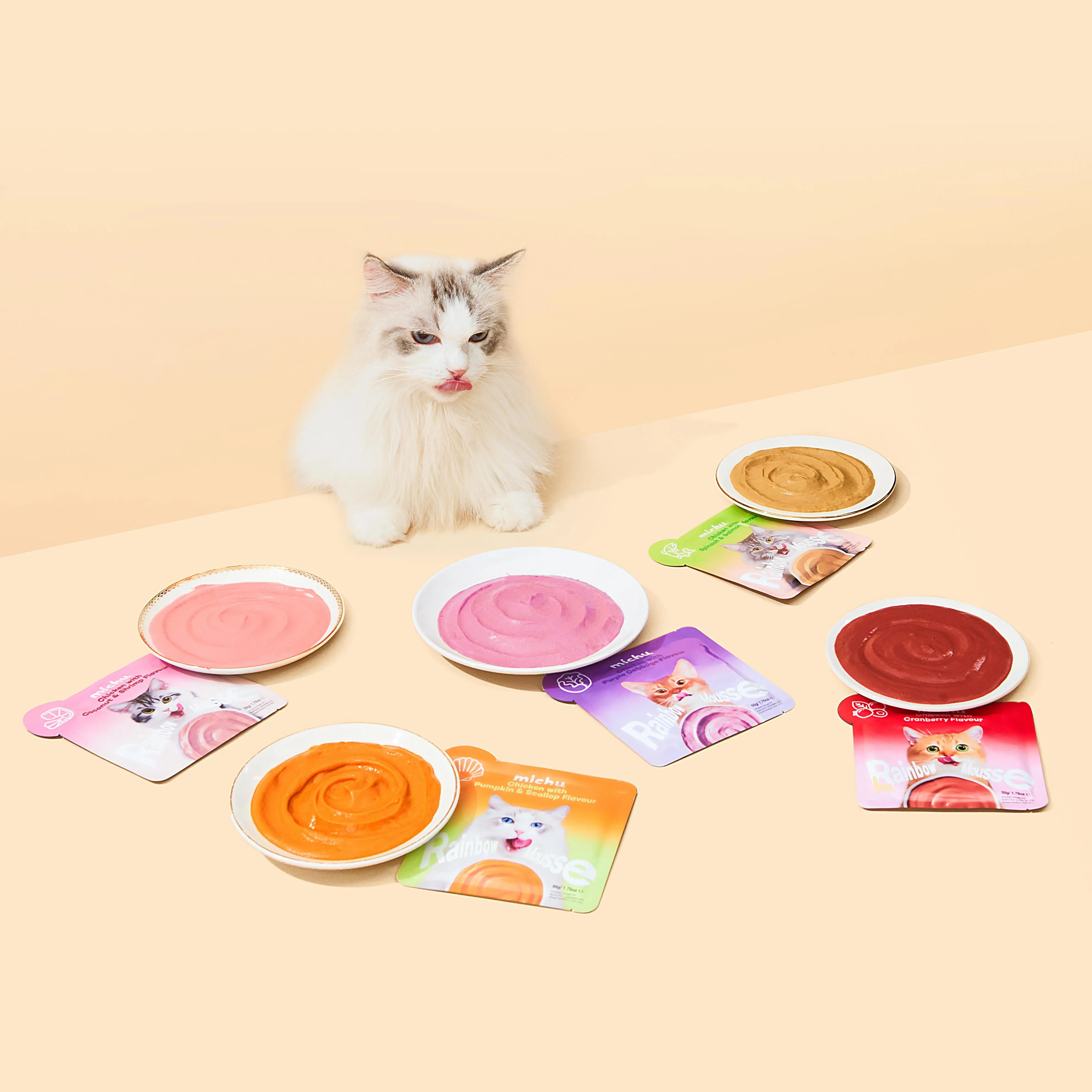 Michu Rainbow Mousse Mixed Flavour Cat Wet Food 50g x 10