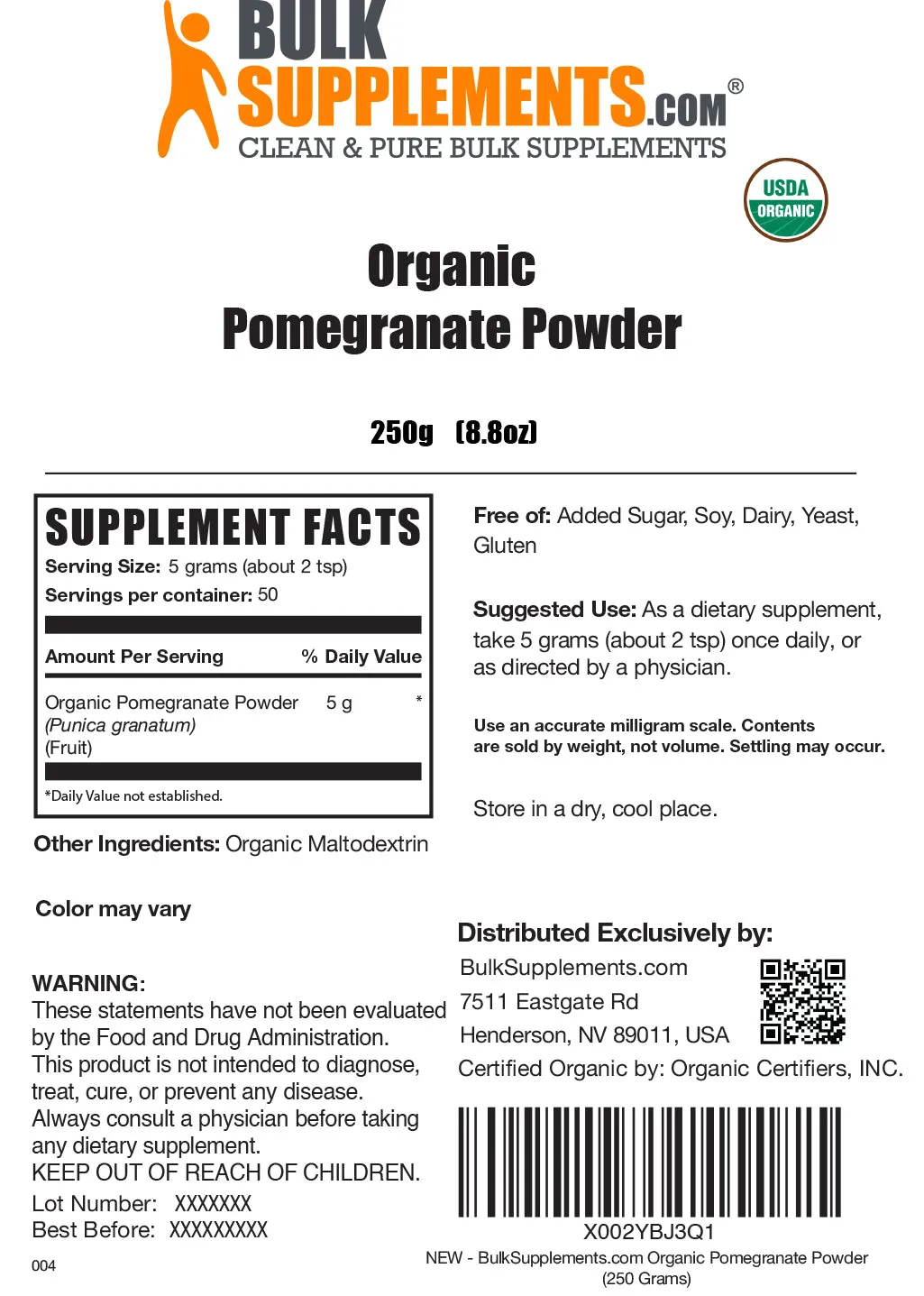 Organic Pomegranate Powder