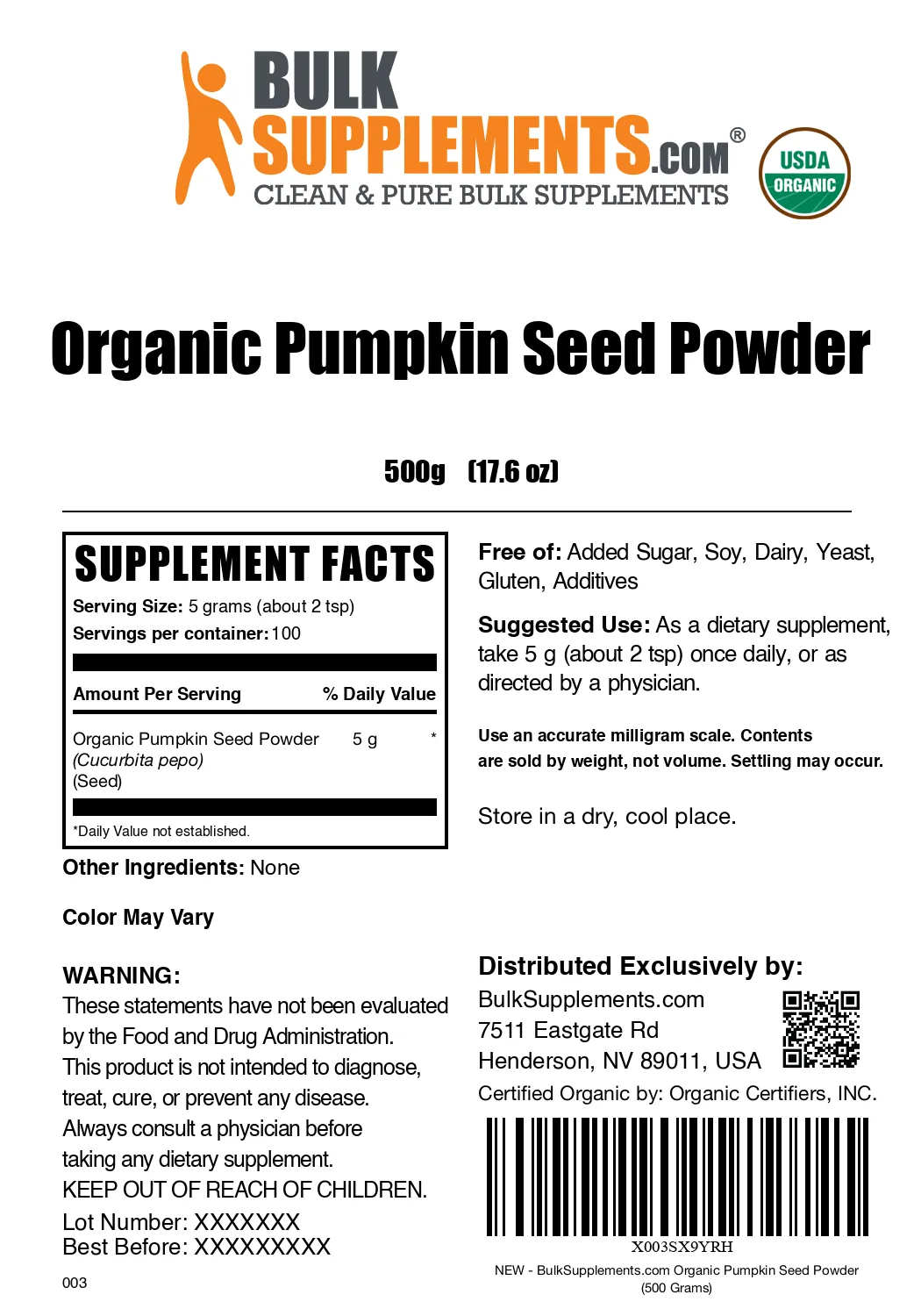 Organic Pumpkin Seed Powder