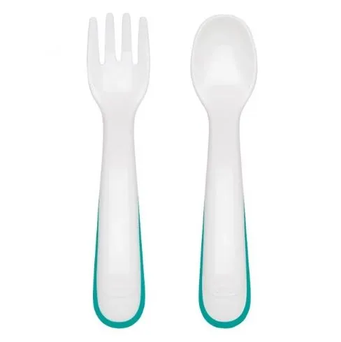 OXO Tot On-The-Go Plastic Fork & Spoon Set With Travel Case - Teal