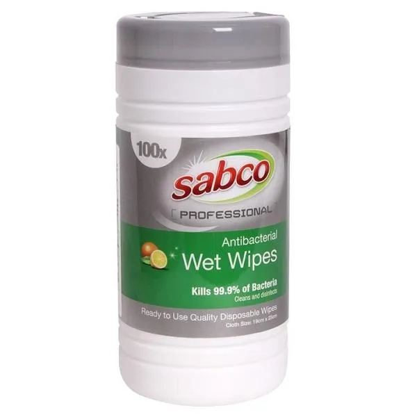 Sabco Professional Antibacterial Wet Wipes 100 pk