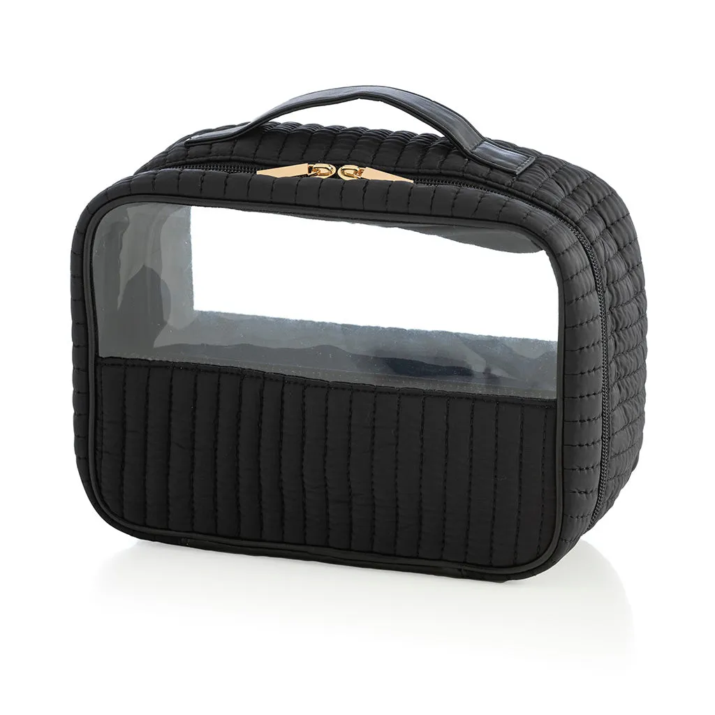 Shiraleah Ezra Set Of 2 Clear Cosmetic Cases, Black