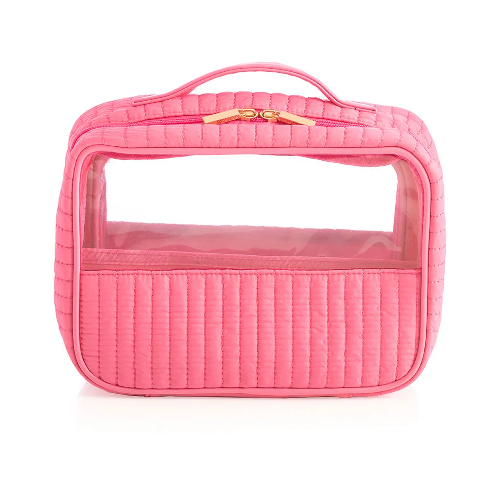 Shiraleah Ezra Set Of 2 Clear Cosmetic Cases, Pink