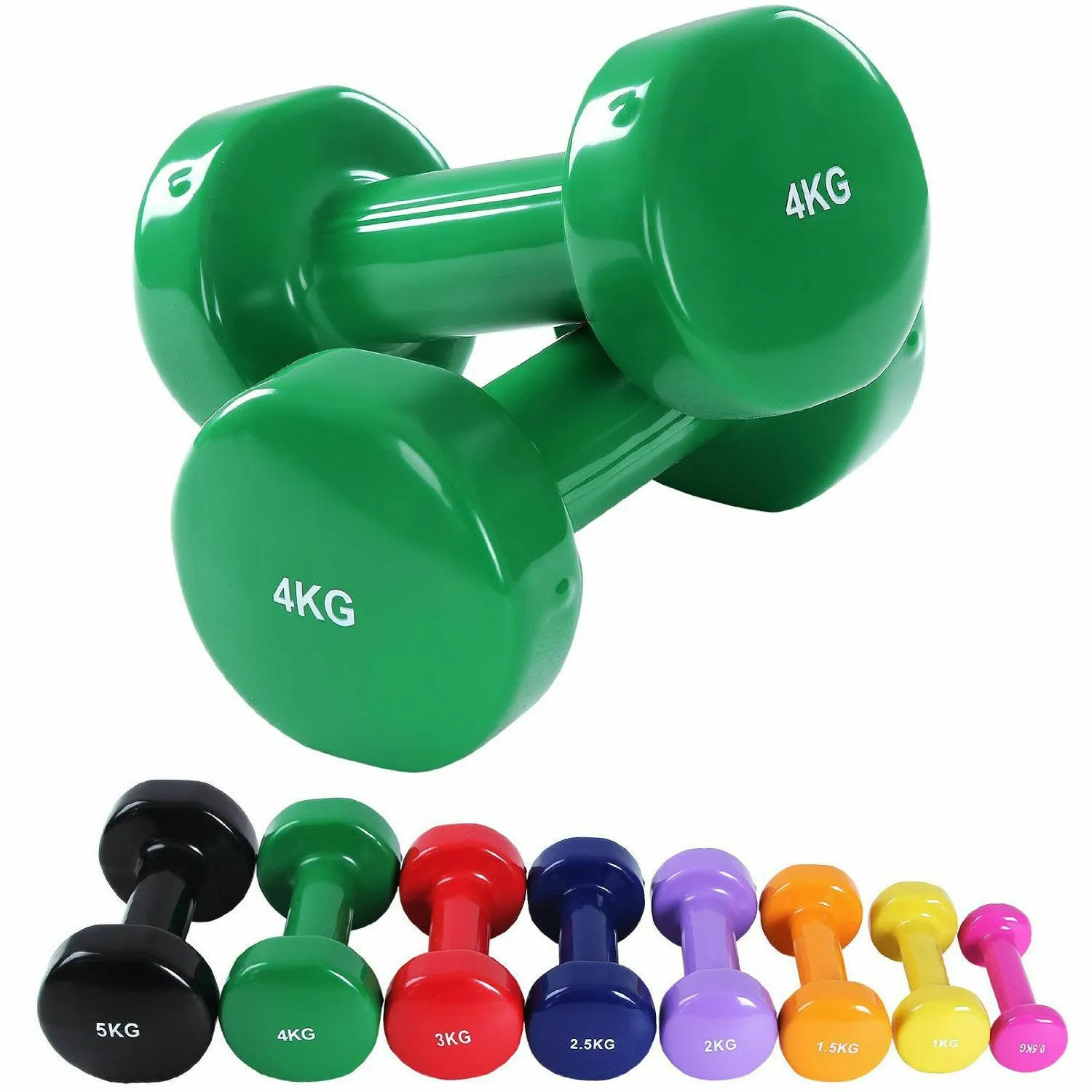 Solid Vinyl Dumbbell Pair 4Kg Dark Green