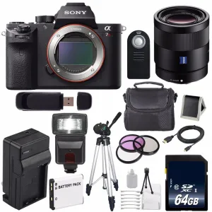 Sony Alpha a7R II Mirrorless Digital Camera (International Model)   Sony Sonnar T FE 55mm f/1.8 ZA Lens   49mm Filters Pro Bundle