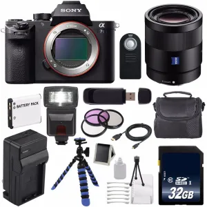 Sony Alpha a7S II a7S Mark II a7SII ILCE7SM2/B Mirrorless Digital Camera (International Model)   Sony Sonnar T FE 55mm Lens Deluxe Bundle