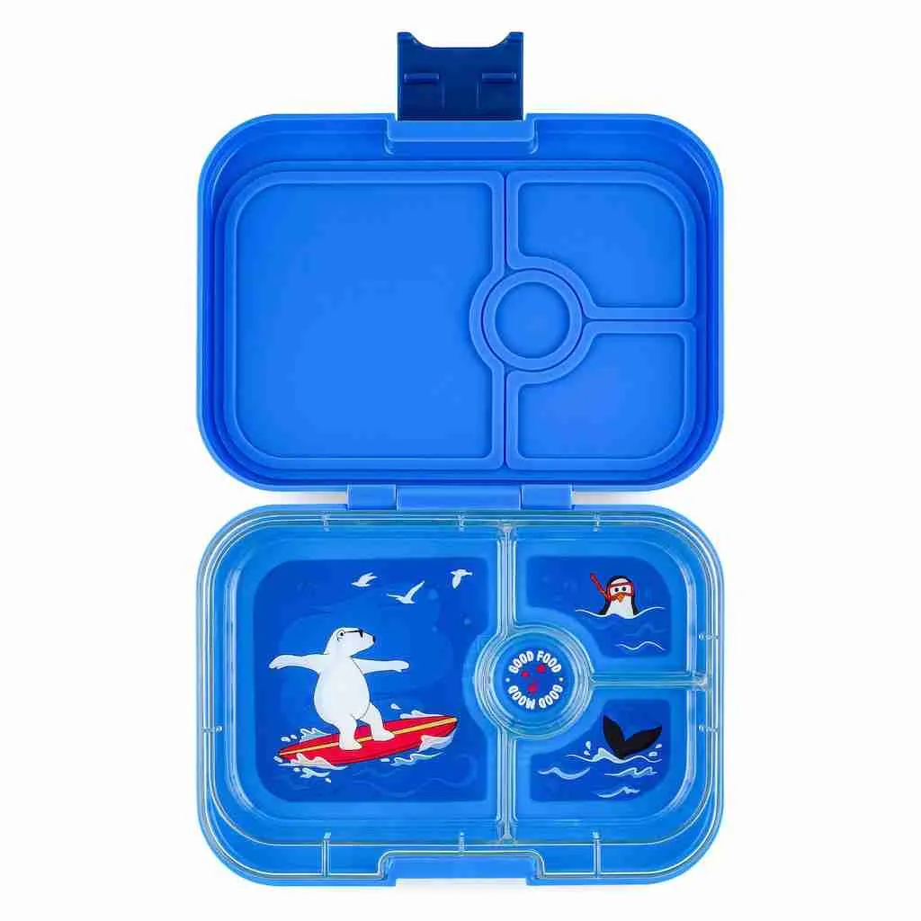 Yumbox Panino 4 Compartment Bento Box: Hazy Blue - Panther Tray