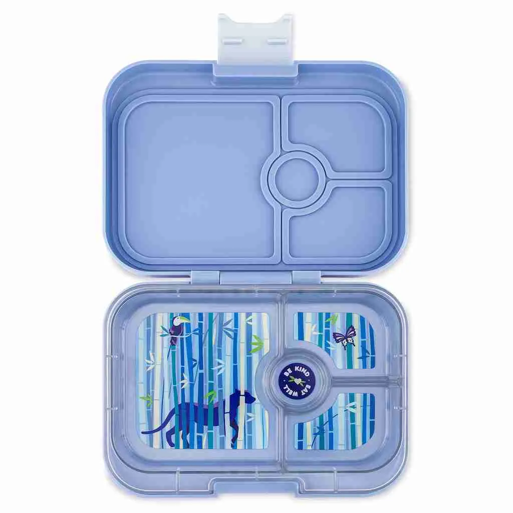 Yumbox Panino 4 Compartment Bento Box: Hazy Blue - Panther Tray