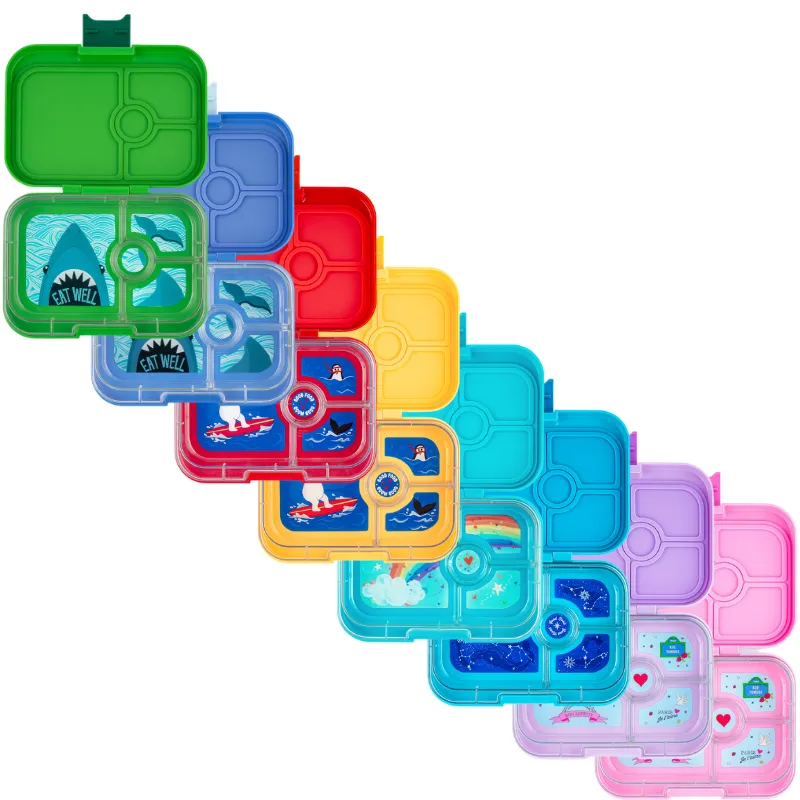 Yumbox Panino 4 Compartment Bento Box: Hazy Blue - Panther Tray