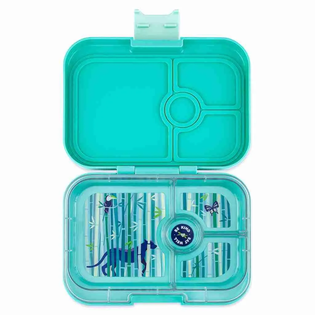 Yumbox Panino 4 Compartment Bento Box: Hazy Blue - Panther Tray